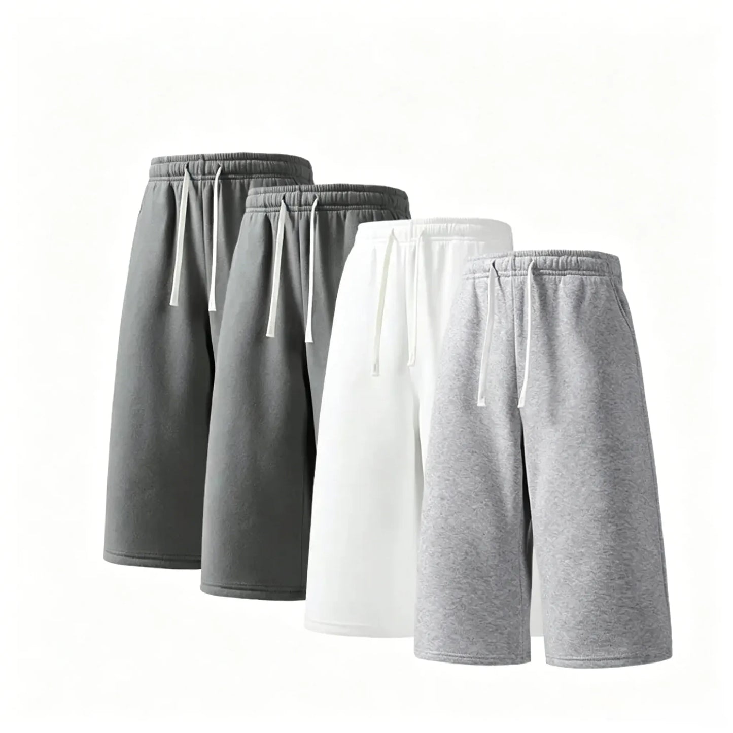 (4-pack)Men’s Casual Sweat Stretchable Breathable Knee-Length Shorts