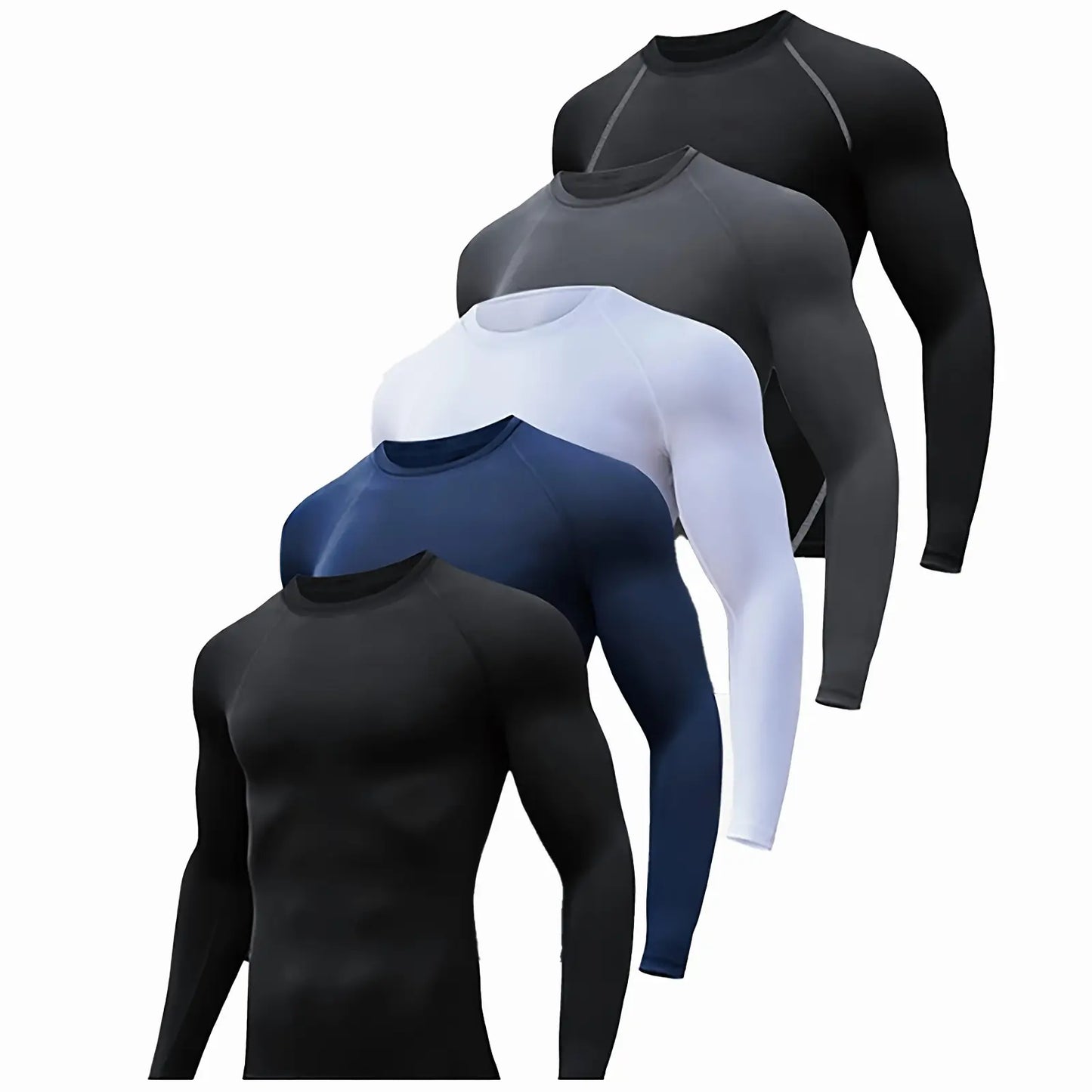 5 Pack Men's Compression Shirts - Short Sleeve Cool Dry