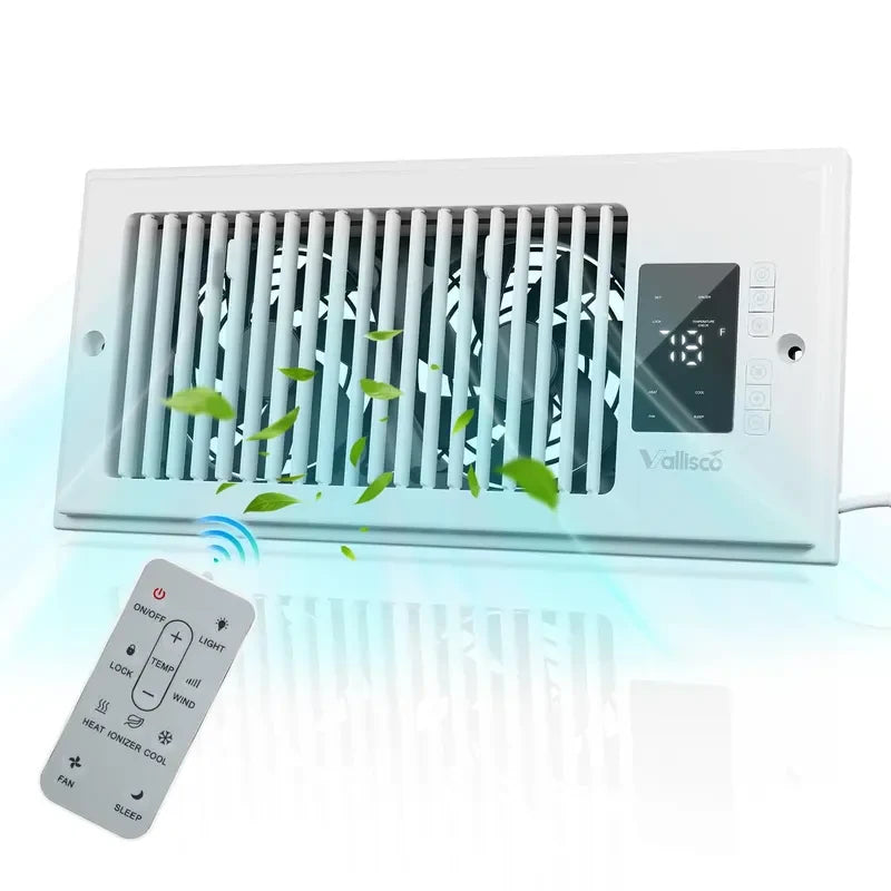 4"x10" Register Booster Fan for Wall & Floor Vents, 10-Speed Quiet Ventilation Fan with Thermostat & Remote, Negative Ion Air Vent Booster, Enhances Airflow & Home Comfort