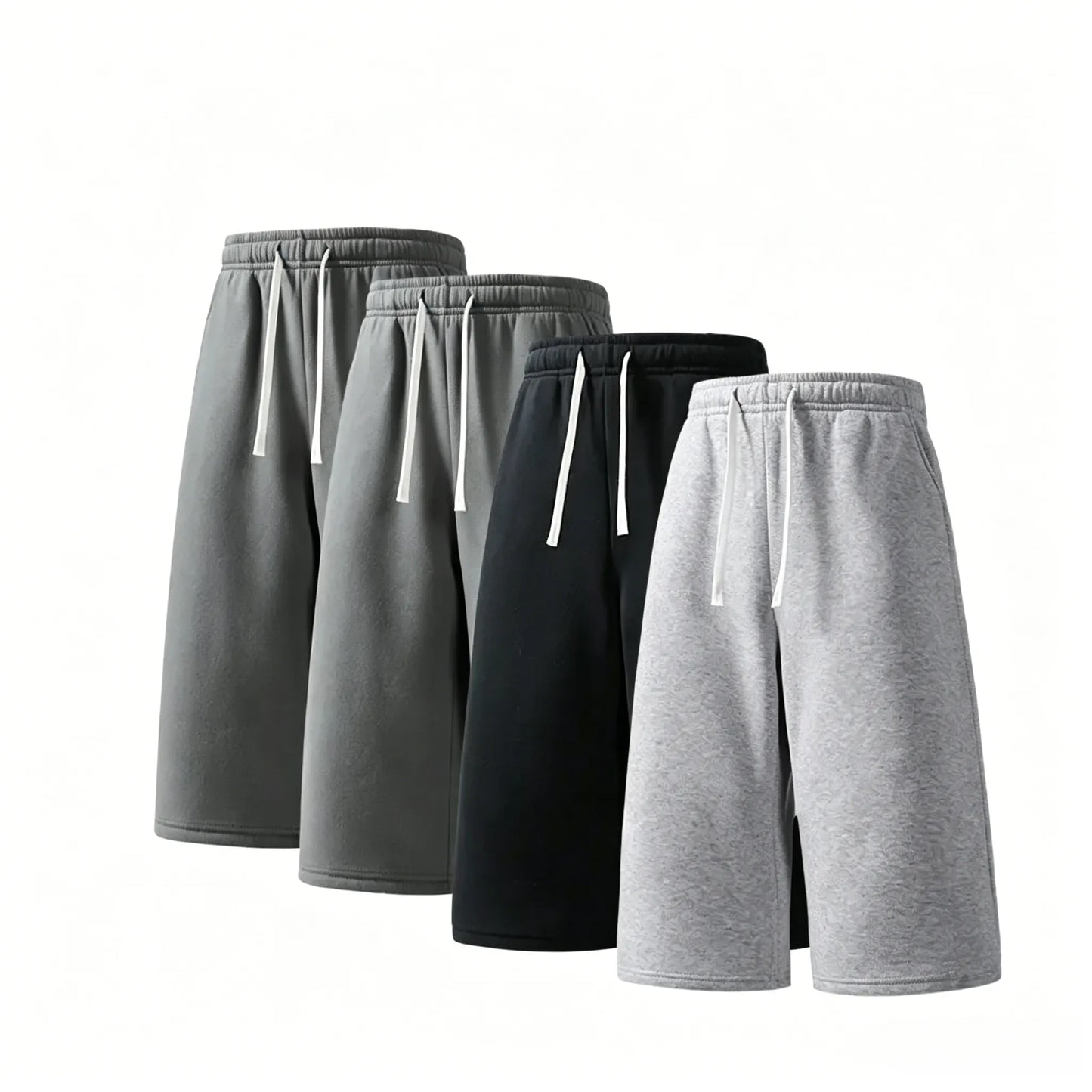 (4-pack)Men’s Casual Sweat Stretchable Breathable Knee-Length Shorts