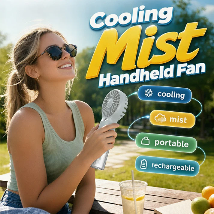 🏖️❄️Portable Handheld Mist Cooling Fan💦Mini Mist Cooling Fan for Hot Summer Days