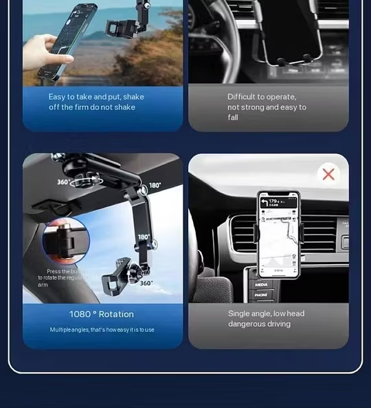 Limited Time: 40% OFF 🔥Multi-Functional Rotating Phone Mount, Clip-On Car Visor Holder & Kitchen Stand for Versatile Use