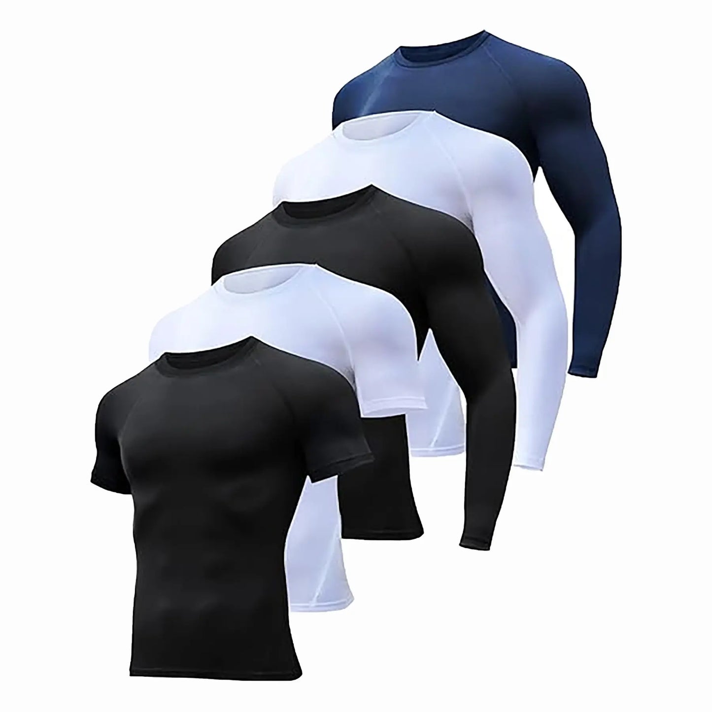 5 Pack Men's Compression Shirts - Short Sleeve Cool Dry