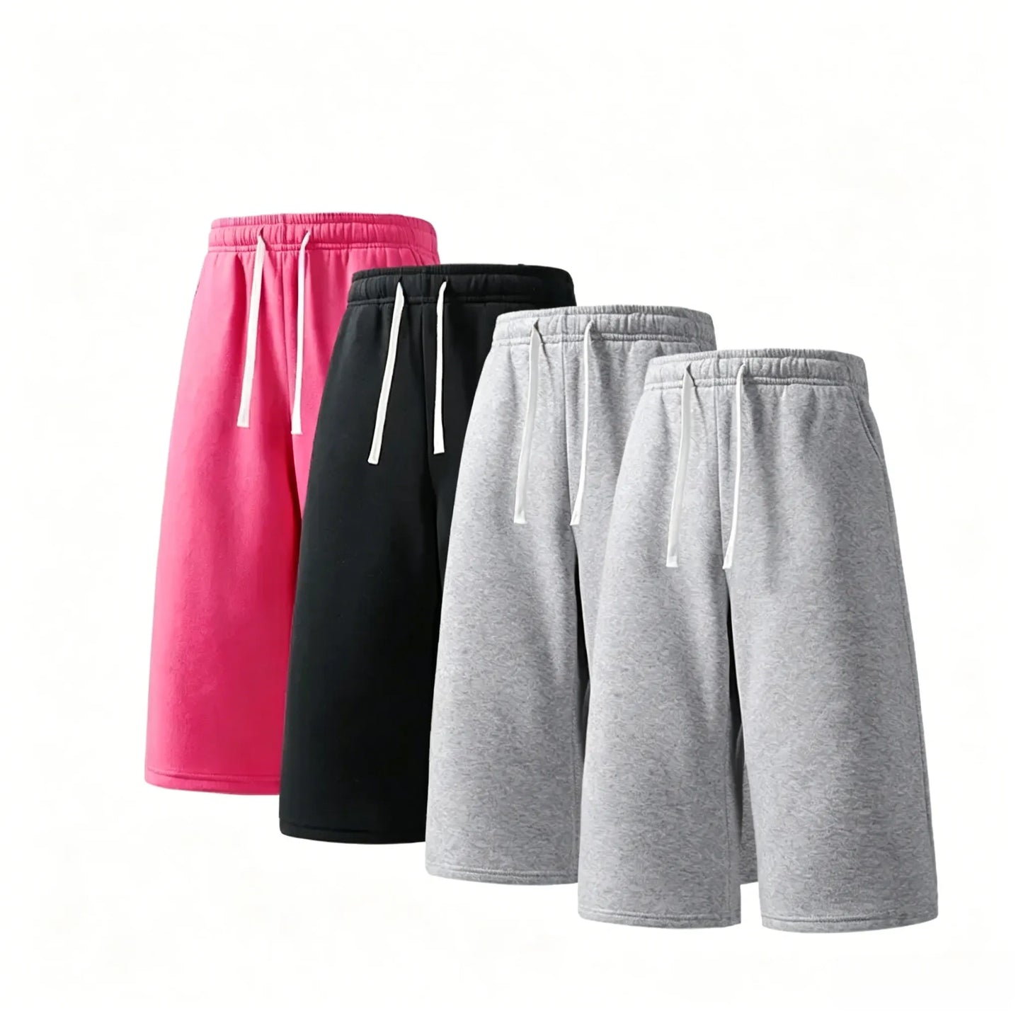 (4-pack)Men’s Casual Sweat Stretchable Breathable Knee-Length Shorts