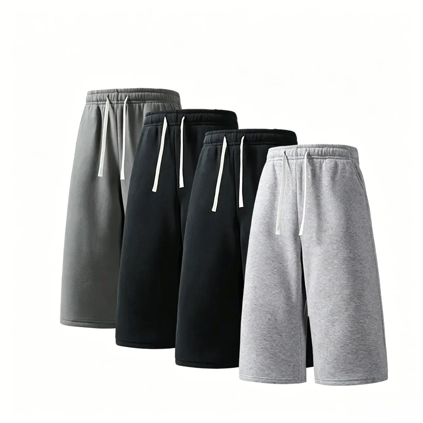 (4-pack)Men’s Casual Sweat Stretchable Breathable Knee-Length Shorts
