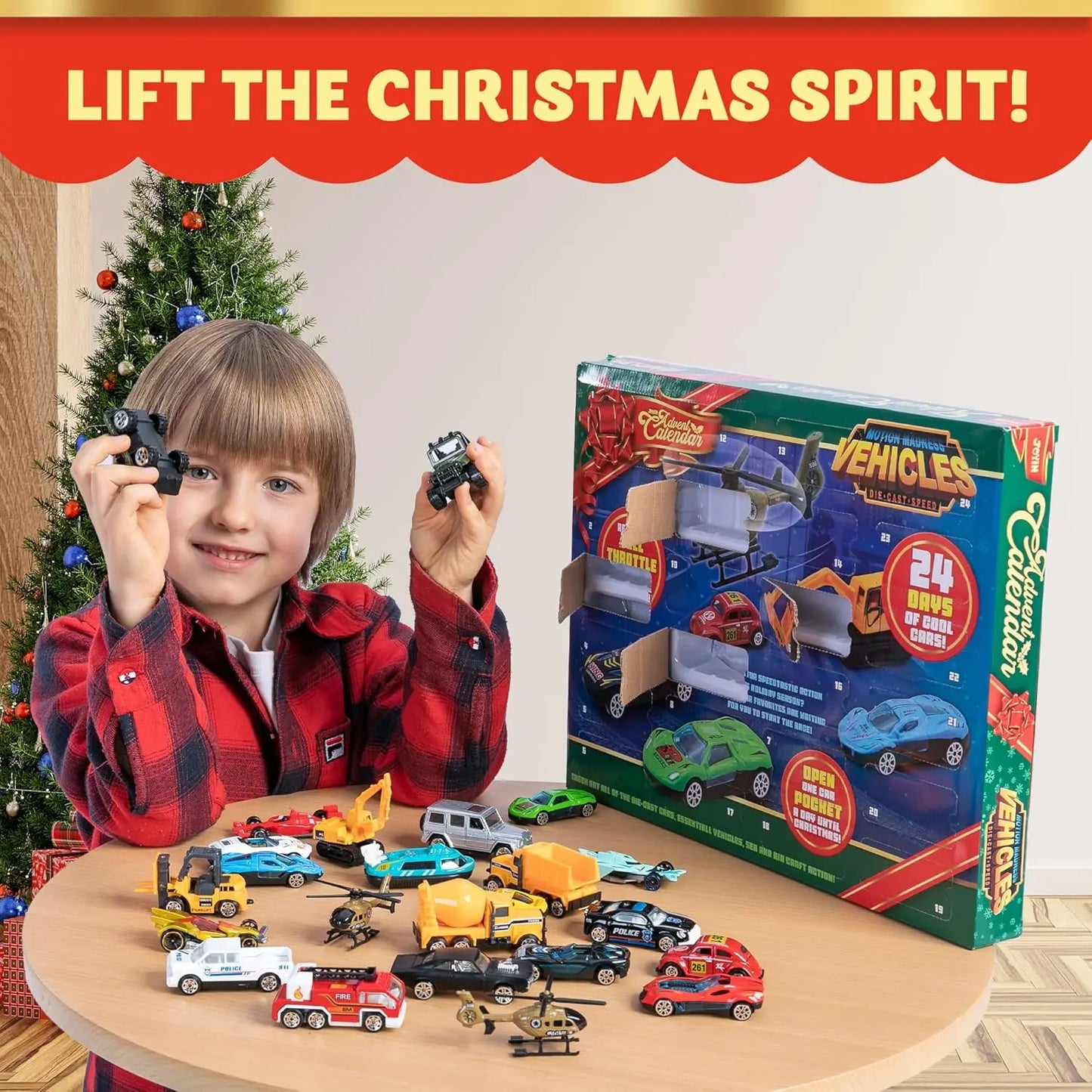 2026 Christmas Advent Calendar, 24 Days Countdown Calendar Diecast Cars Set, Christmas Vehicles Toys for Boys Kids, Classroom Prizes Xmas Gift, Xmas Party Favor Gifts, Advent Calendar Kids Slime with Accessories / Finger Puppets / Slime with Accessories