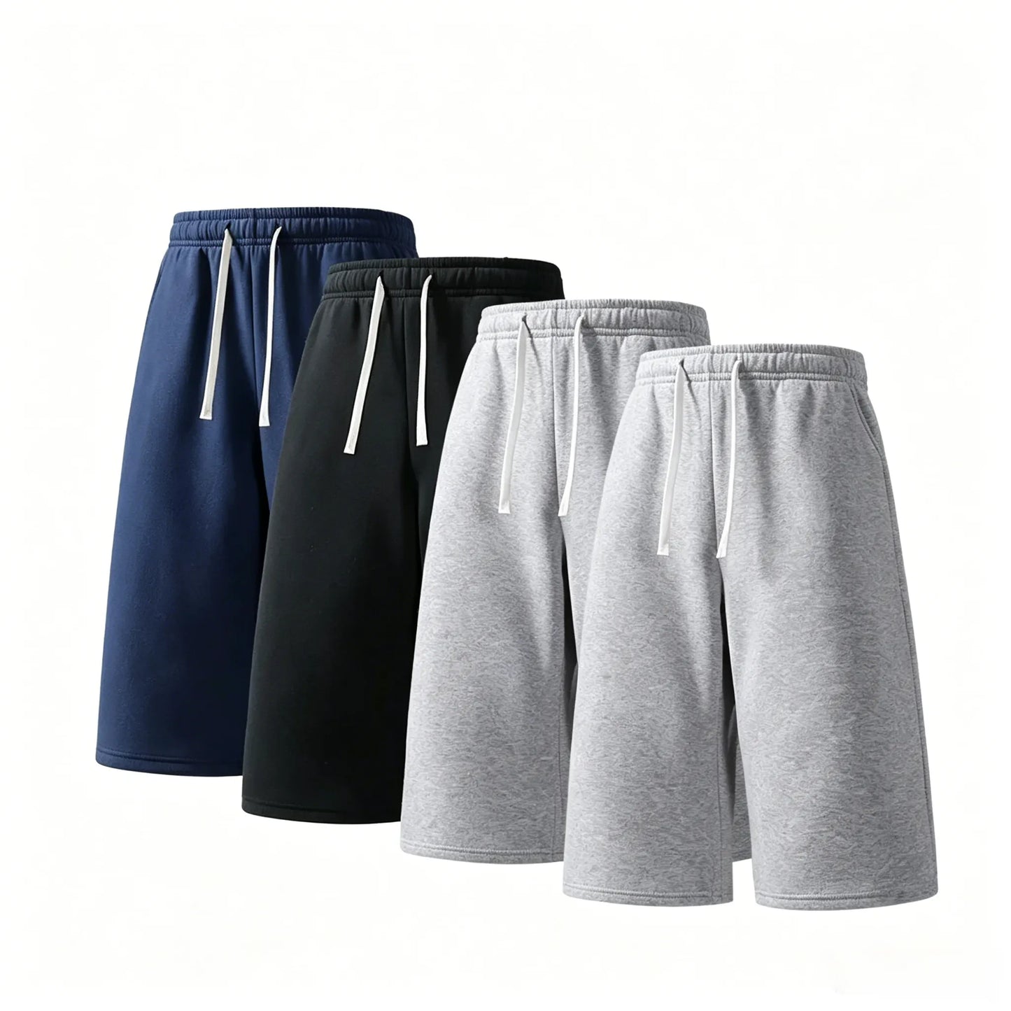 (4-pack)Men’s Casual Sweat Stretchable Breathable Knee-Length Shorts