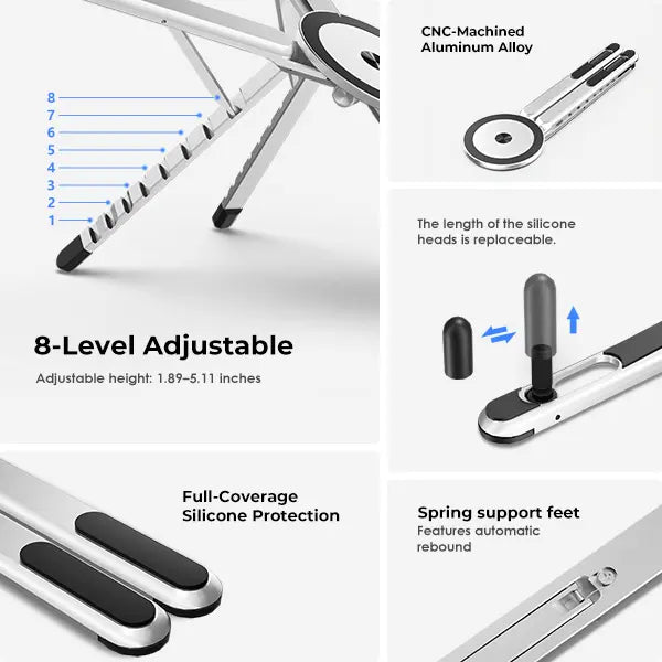 Viozon Portable Adjustable Laptop & Phone Stand in Silver