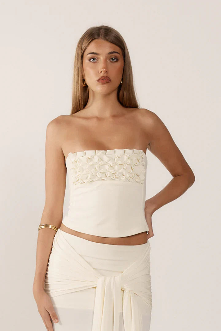 Petal Muse Strapless Floral Top