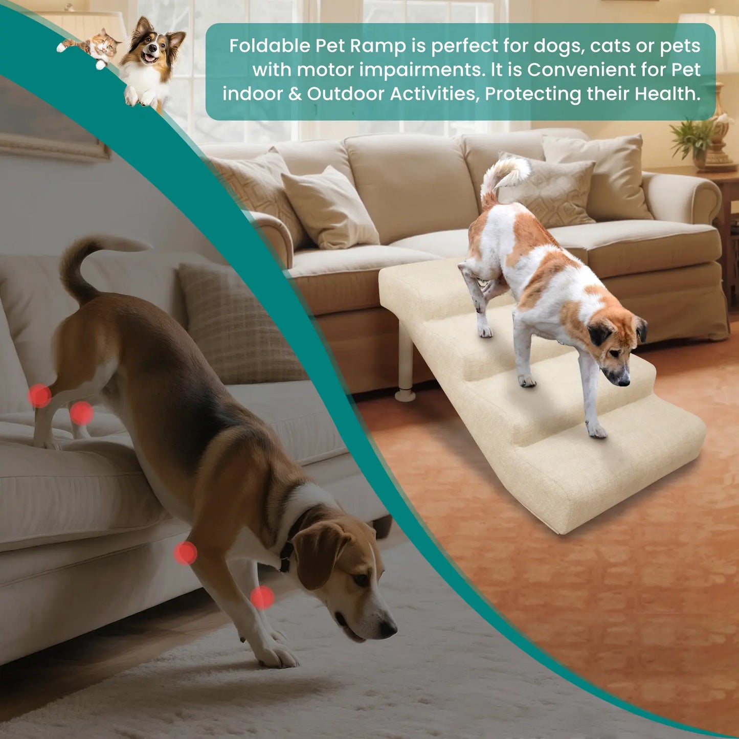 SLSY Dog Stairs for High Beds & Couches XL, Non-Slip