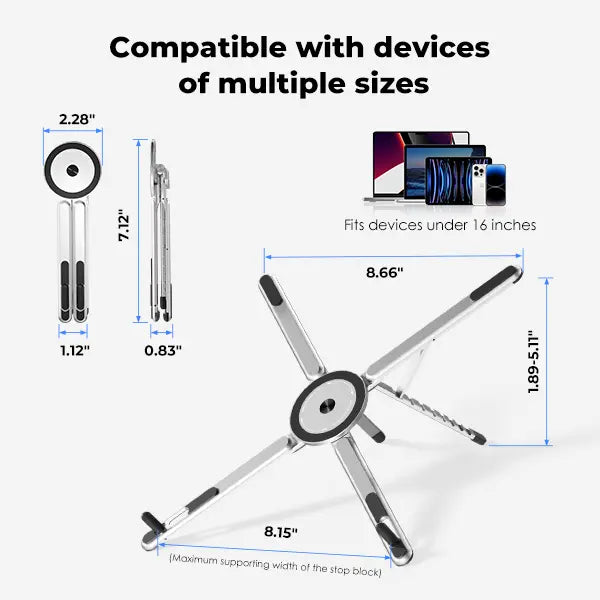 Viozon Portable Adjustable Laptop & Phone Stand in Silver