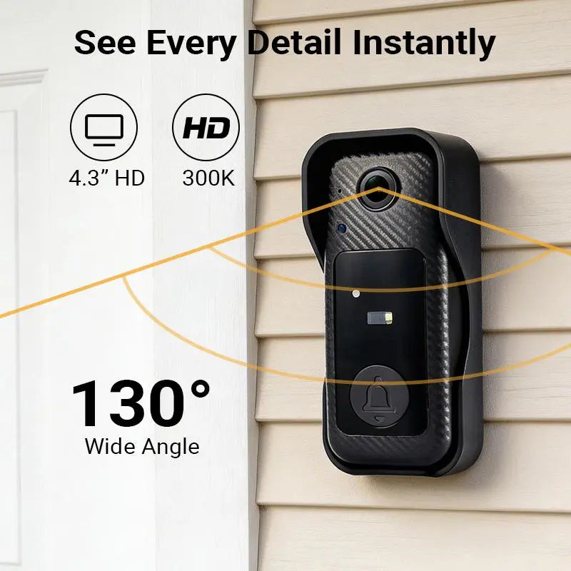 Wireless Video Doorbell Camera with Color Screen and Night Vision