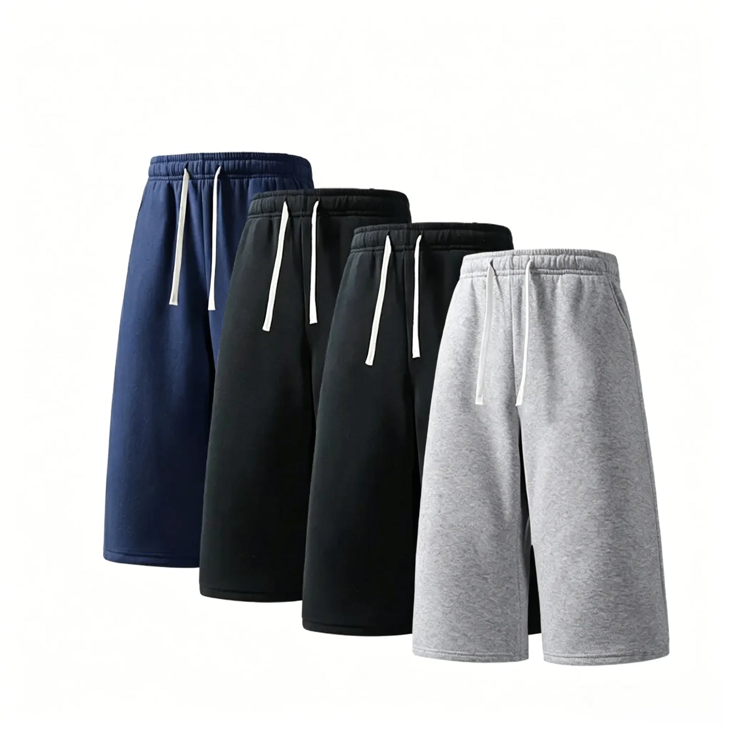 (4-pack)Men’s Casual Sweat Stretchable Breathable Knee-Length Shorts