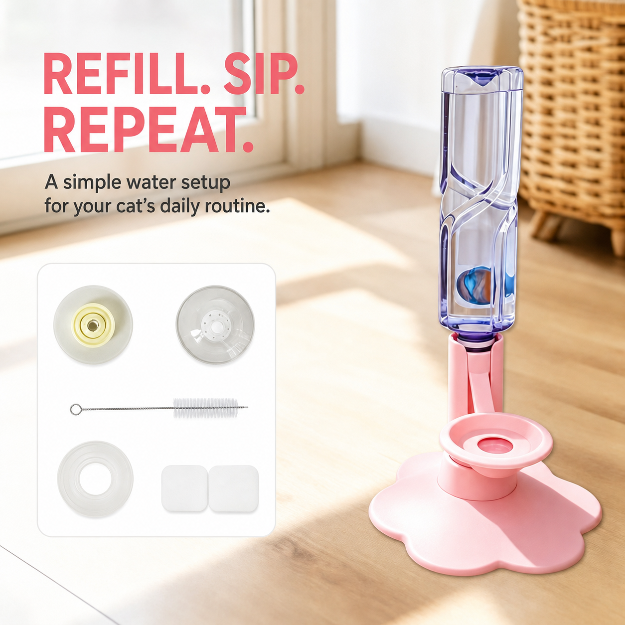 PetalFlow Gravity Cat Water Stand