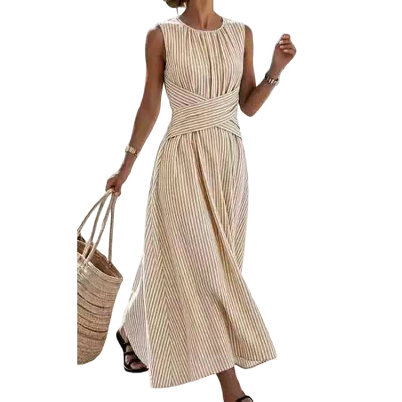 ⏳Limited-time ⏰Women Casual Striped Maxi Dress Sleeveless🎀👗