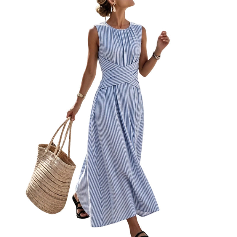 ⏳Limited-time ⏰Women Casual Striped Maxi Dress Sleeveless🎀👗